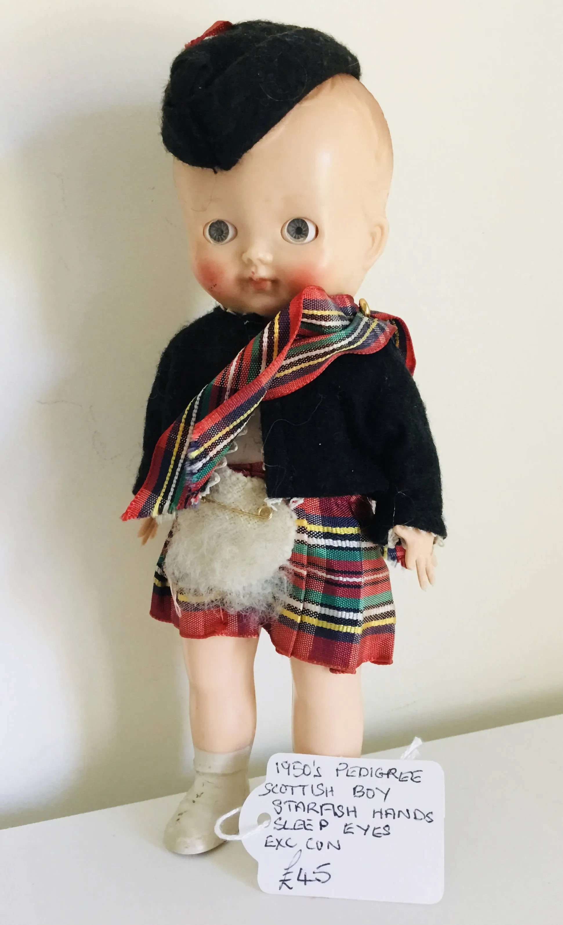 Vintage Pedigree Scottish Boy Doll 1950’s. 7”