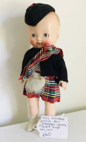 Vintage Pedigree Scottish Boy Doll 1950’s. 7”