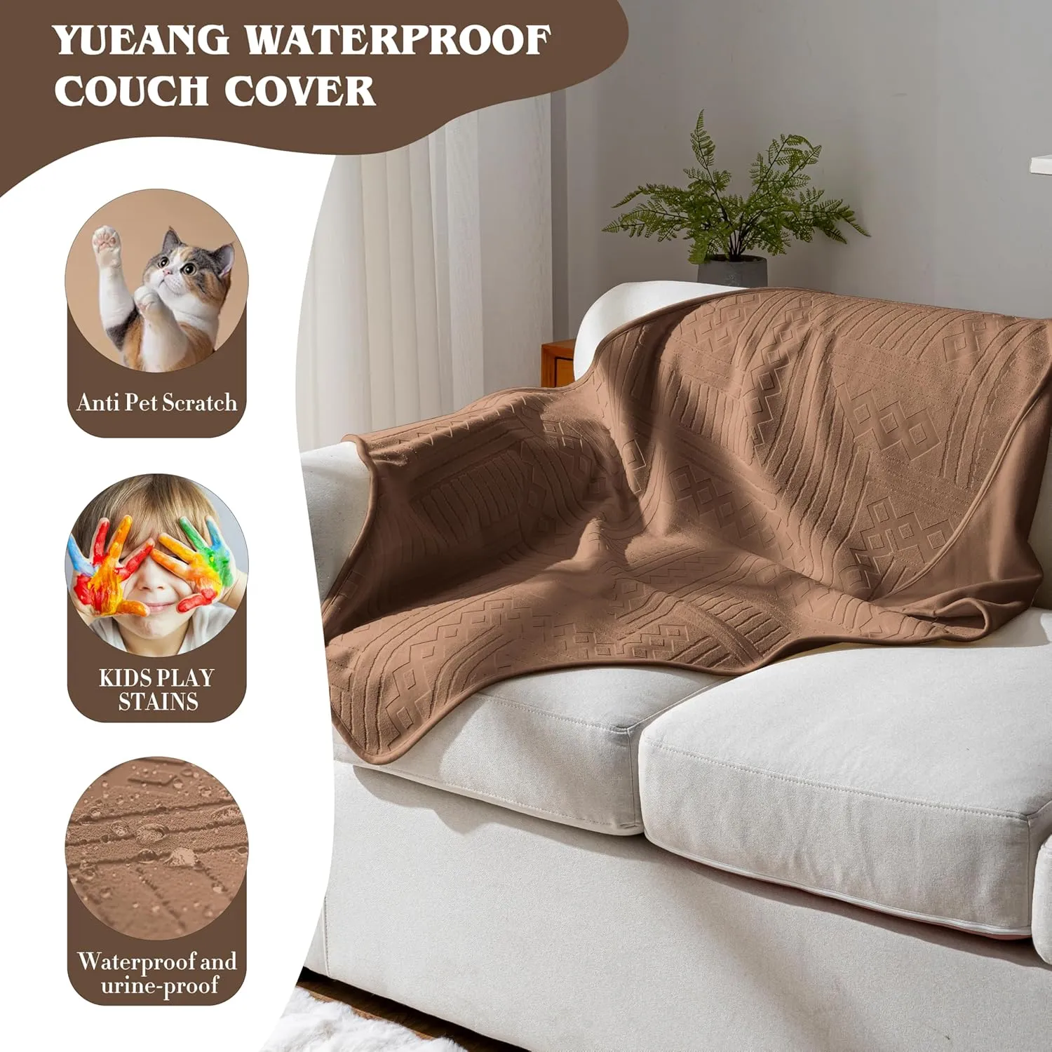 Waterproof Pet Blankets for Medium Dogs & Cats - Washable 2 - Sided Blanket for Couch, Bed, Car & Sofa Protection, Pattern and Velvet Reversible Throw,Ideal for Puppies30x40in/Brown