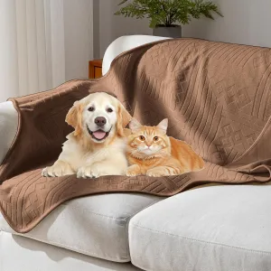 Waterproof Pet Blankets for Medium Dogs & Cats - Washable 2 - Sided Blanket for Couch, Bed, Car & Sofa Protection, Pattern and Velvet Reversible Throw,Ideal for Puppies30x40in/Brown