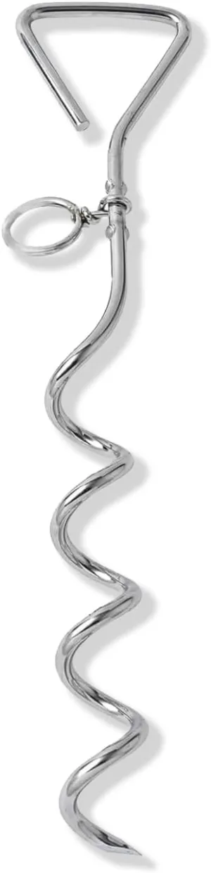 WePet Dog Tie-Out Stake, Durable Silver Spiral Anchorstake, Secure Outdoor Tethering for All Cable Leash Chain, Camping Yard, Rust-Resistant, Easy Installation, Medium, 16 Inch