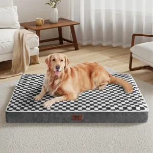 WESTERN HOME Extra Large Dog Bed XL, Waterproof Large Orthopedic Dog Bed with Washable Removable Cover, Egg Foam Pet Bed Mat for Crate, 42 inch, Grey
