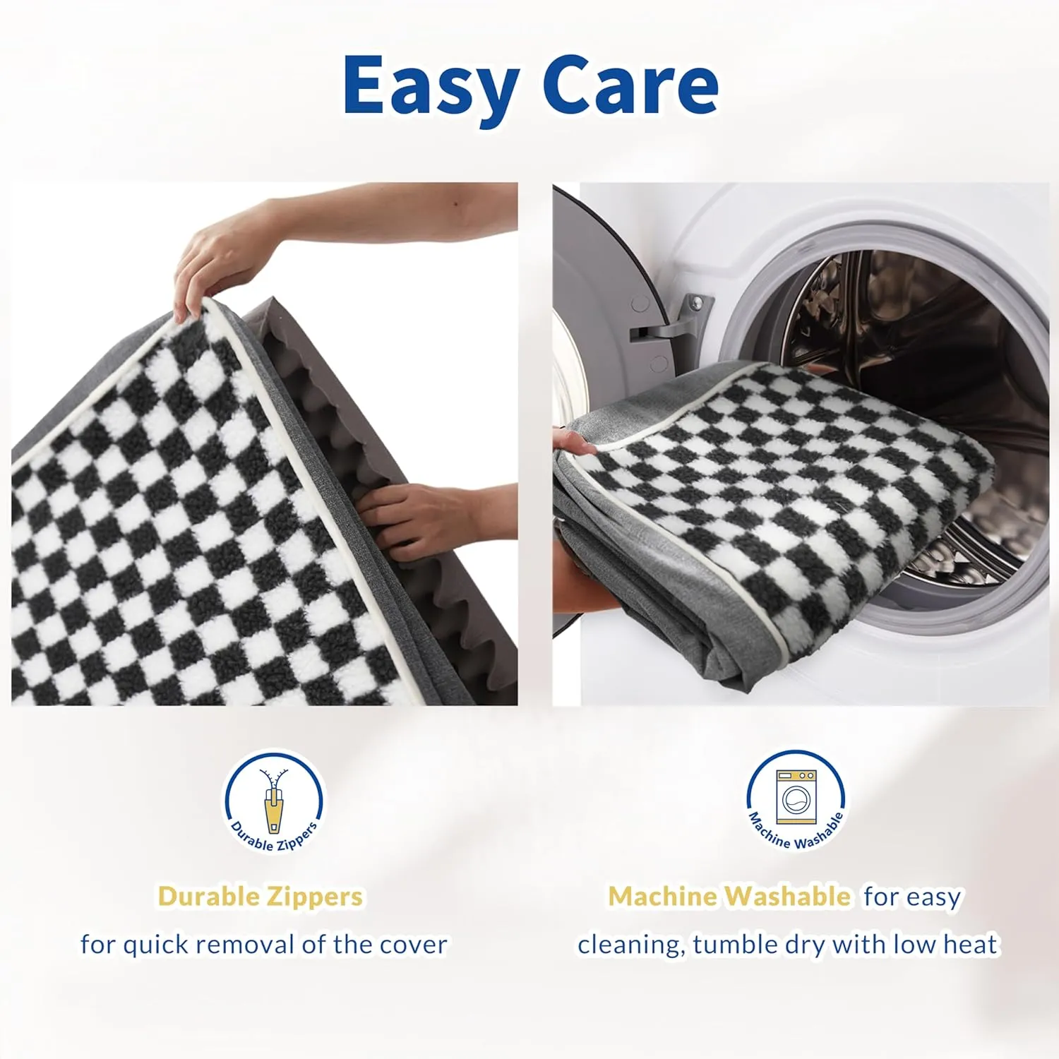 WESTERN HOME Extra Large Dog Bed XL, Waterproof Large Orthopedic Dog Bed with Washable Removable Cover, Egg Foam Pet Bed Mat for Crate, 42 inch, Grey