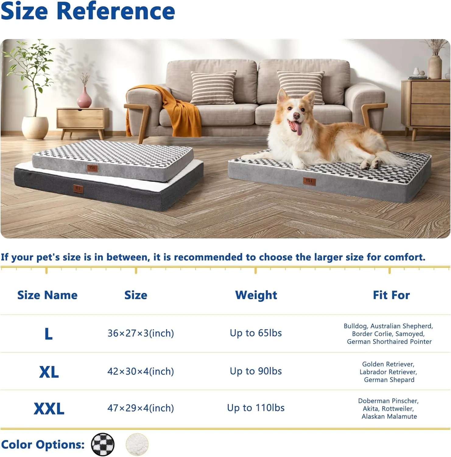 WESTERN HOME Extra Large Dog Bed XL, Waterproof Large Orthopedic Dog Bed with Washable Removable Cover, Egg Foam Pet Bed Mat for Crate, 42 inch, Grey