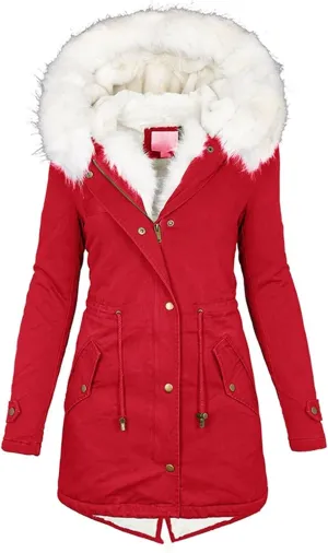 Winter Coats for Women Thick Puffer Jacket with Fur Hood Fleece Lined Winter Parka Jacket Plus Size Overcoat Snow Coat