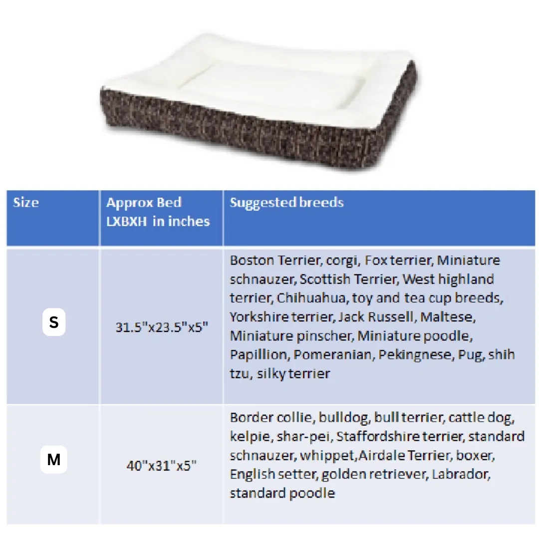 Winter Mattress Dog Bed with Fur on Seat and Luxurious jacquard on walls
