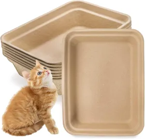 WUWEOT 8 Pack Disposable Pet Litter Box, Paper Litter Tray - 16.7" X 13" X 4" Travel Small Animal Clean Sifting Potty for Indoor Outdoor Cats, Hamsters, Guinea Pigs, Mice, Bunnies